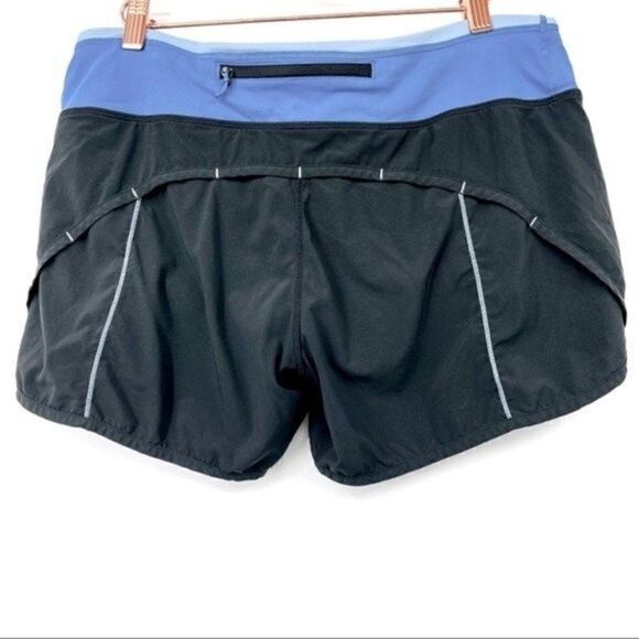 Lululemon womans running speed shorts black and blue size 8 BoxR - Picture 1 of 4